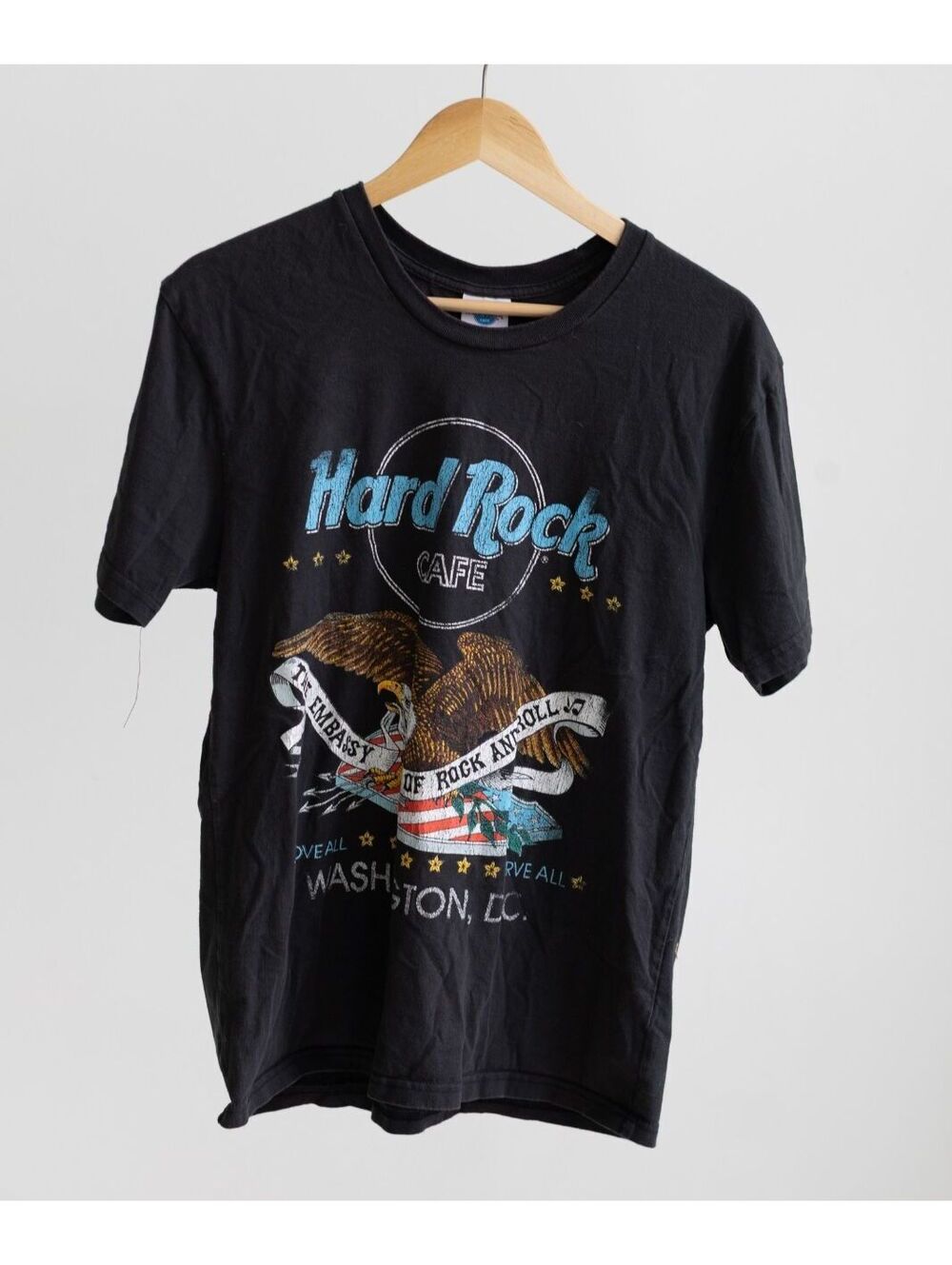 Hard Rock Cafe x PacSun Washington DC Graphic Tee M Vintage Style Black T-Shirt
